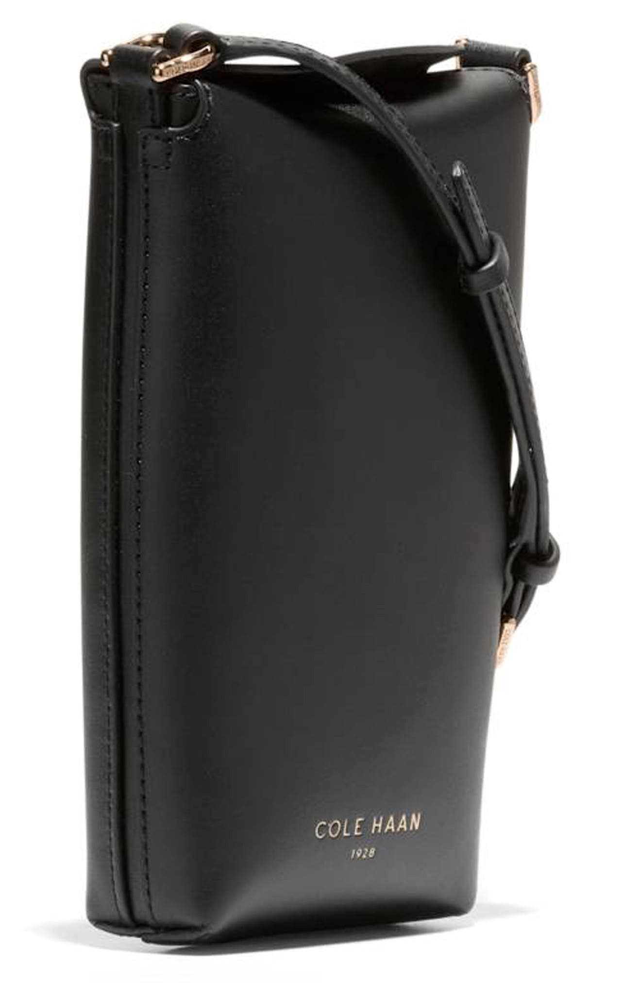 Cole Haan Clarisse Leather Phone Crossbody Bag, Alternate, color, Black