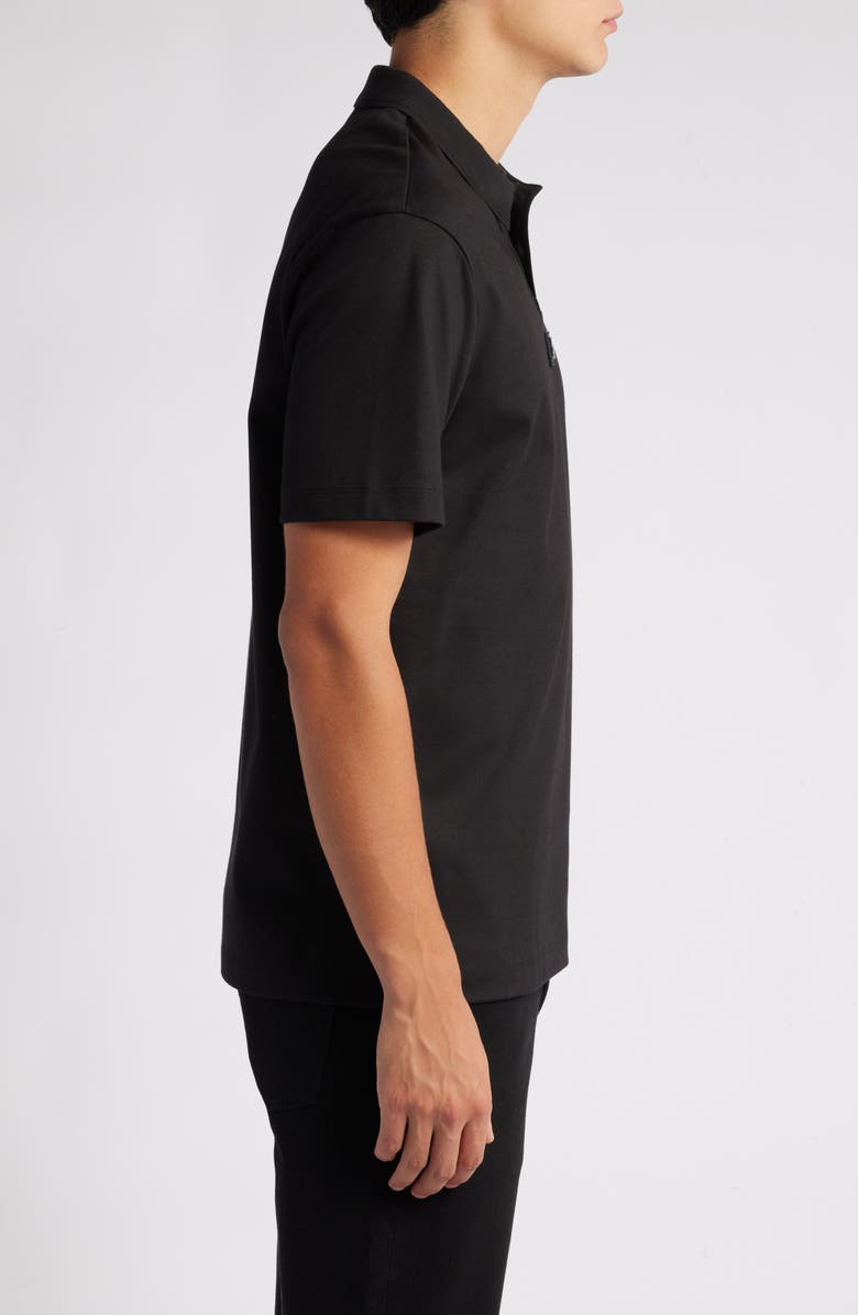HUGO Deabono Solid Black Cotton Polo, Alternate, color, Black