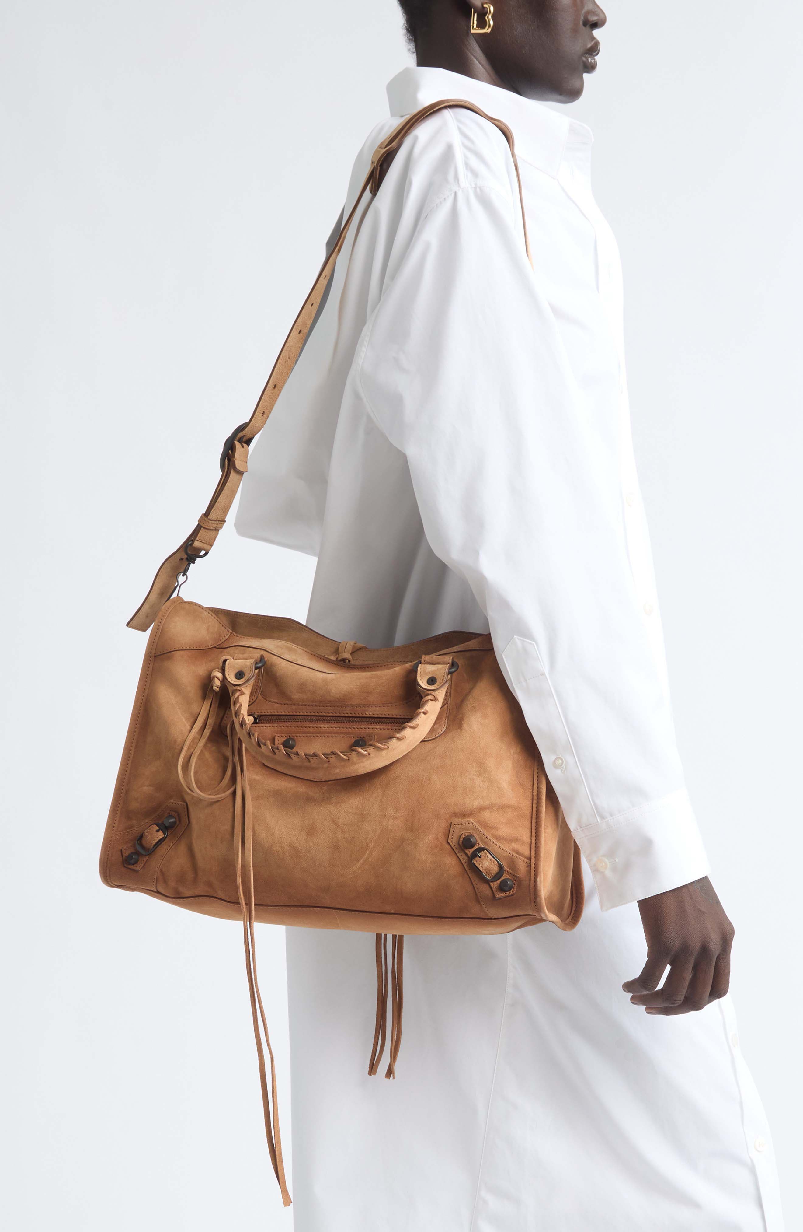 Medium Le City Suede Satchel, Alternate, color, 2533 CAMEL