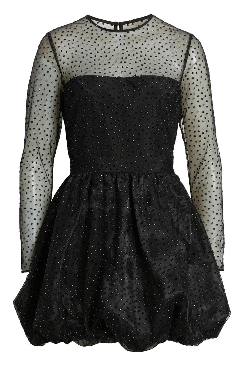 Saoirse Stud Long Sleeve Minidress, Alternate, color, BLACK