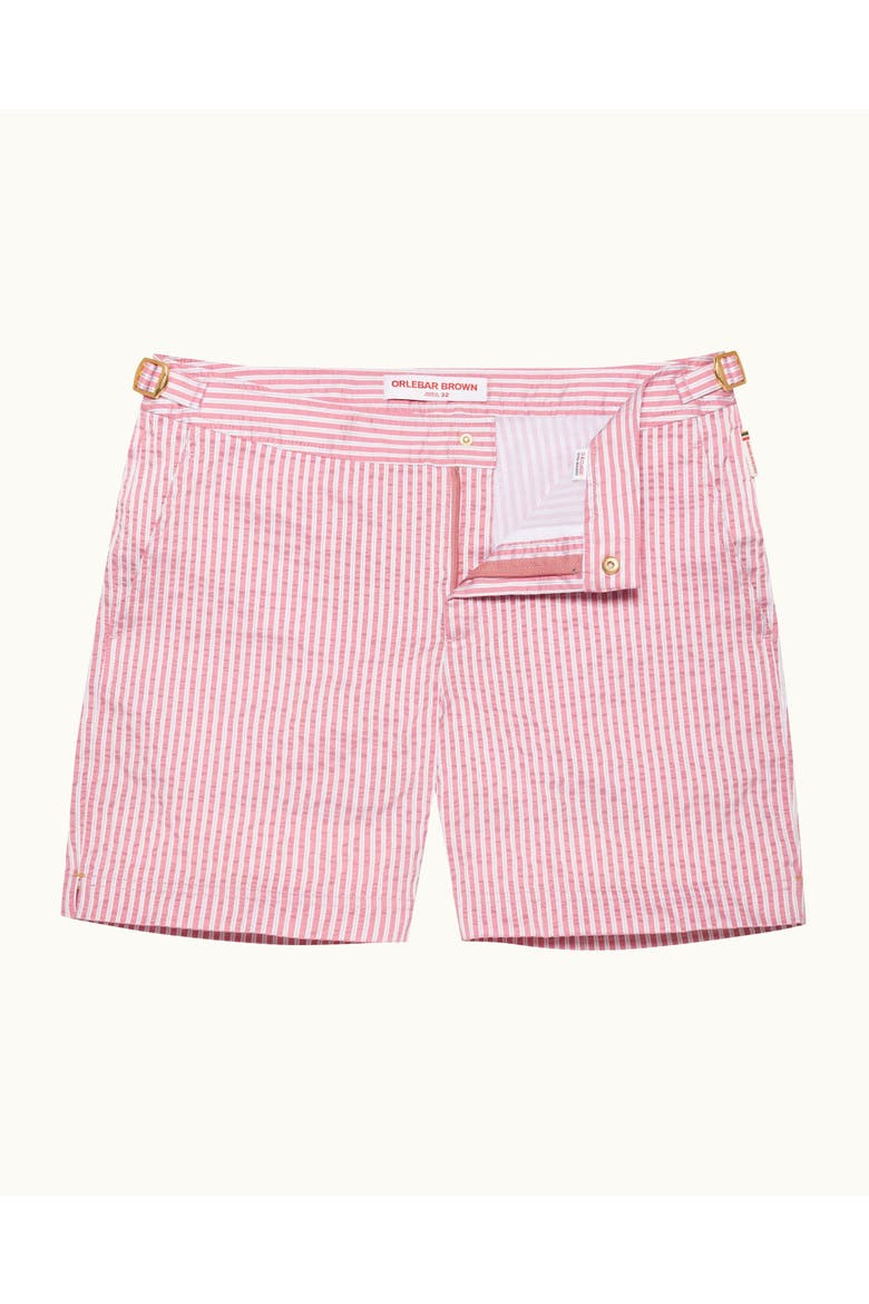 Bulldog Tailored-Fit Swim Shorts, Main, color, White/Seashell Pink