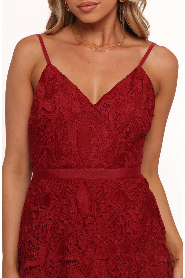 Elijah Lace Tulle Tiered Maxi Dress, Alternate, color, RED