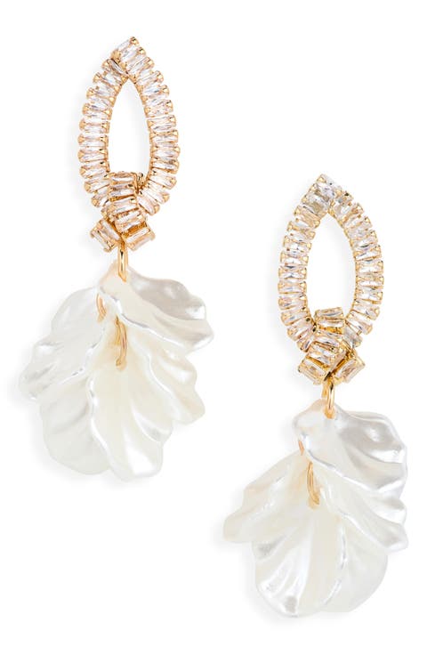 Cubic Zirconia Petal Cluster Drop Earrings