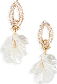 Cara Cubic Zirconia Petal Cluster Drop Earrings
