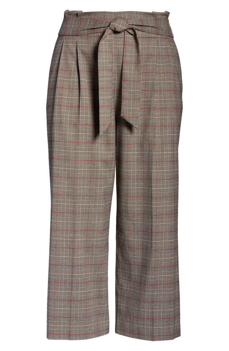 1.STATE Acoustic Plaid Paperbag Waist Crop Pants, Alternate, color, 