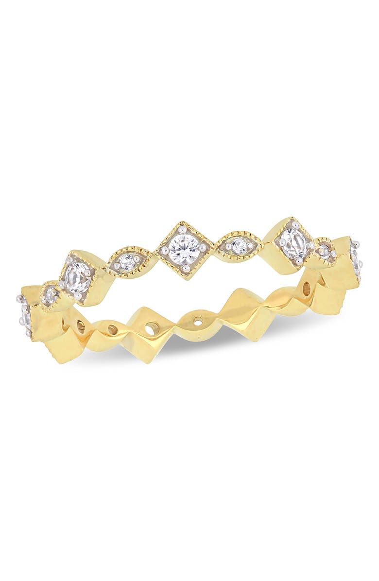 DELMAR 10K Yellow Gold Created White Sapphire Eternity Ring, Main, color,