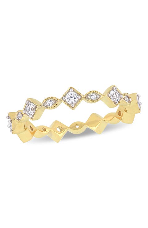10K Yellow Gold Created White Sapphire Eternity Ring