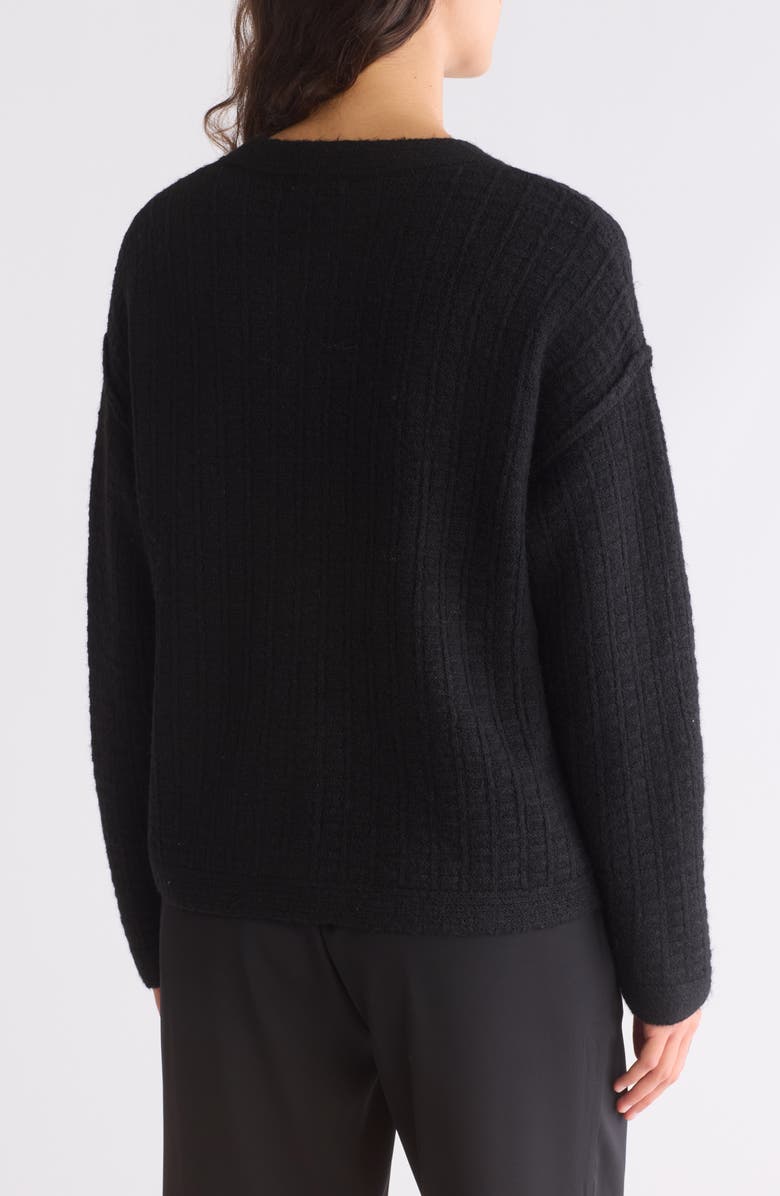 MAX STUDIO Waffle Knit Cardigan, Alternate, color, Black