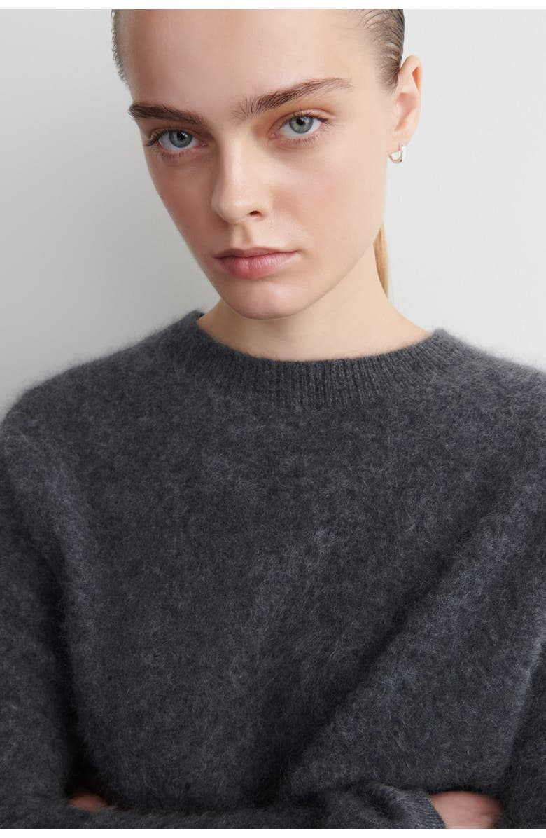 COS Brushed-cashmere Crew-neck Jumper, Alternate, color, Dark Gray