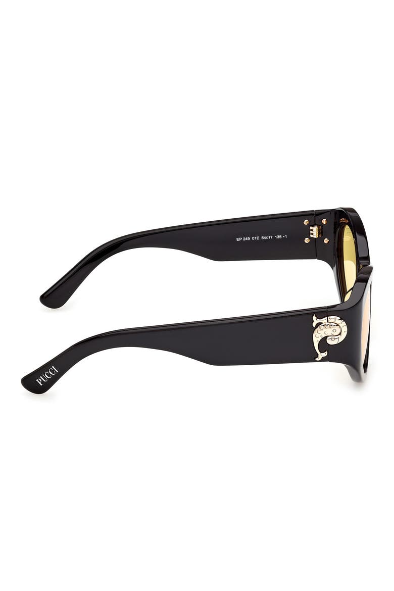 54mm Cat Eye Sunglasses, Alternate, color, BLACK / FISHTAIL LOGO / AMBER