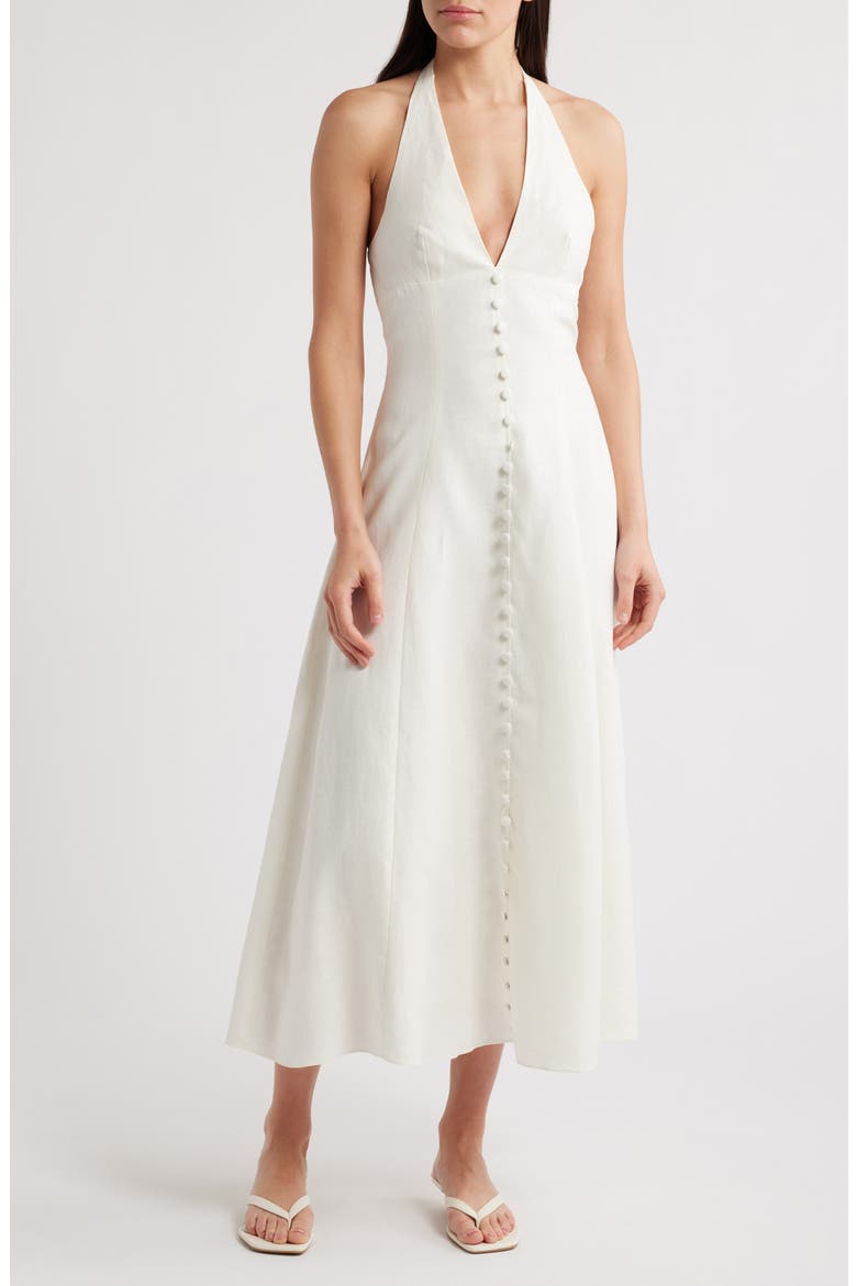 Marie Linen Halter Dress, Main, color, WHITE