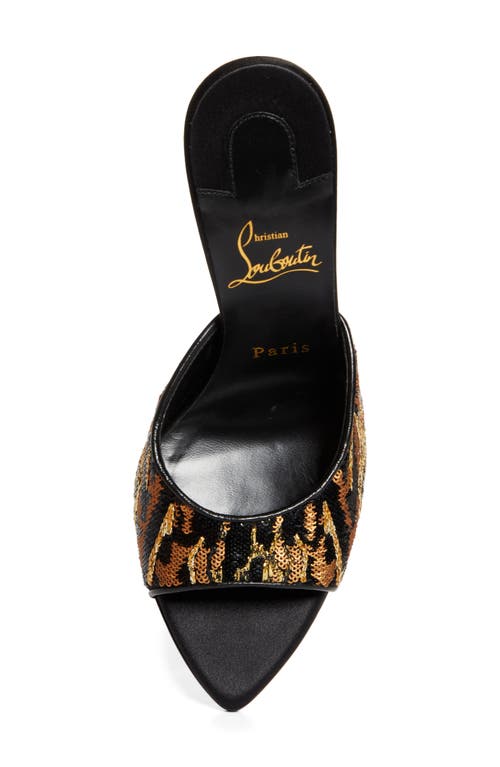 Christian Louboutin Miss Z Ocelot 100 Satin Mules In Brown Multi/black