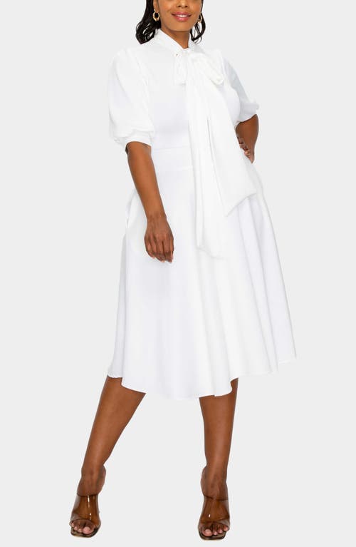 L I V D Carina Donna Fit & Flare Midi Dress In White
