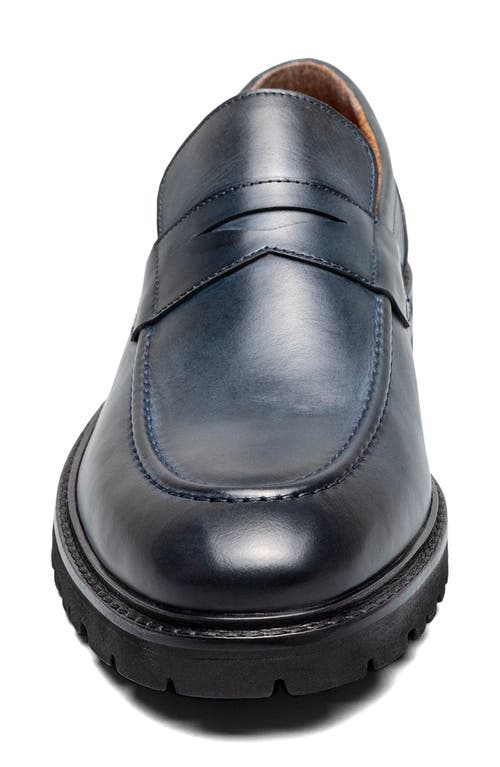 Stacy Adams Hazleton Apron Toe Lugged Penny Loafer In Blue