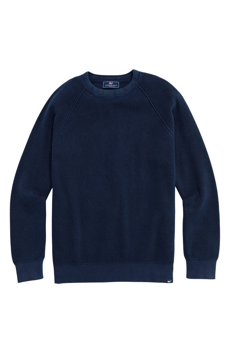 vineyard vines Waffle Knit Cotton Crewneck Sweater, Main, color, Nautical Navy