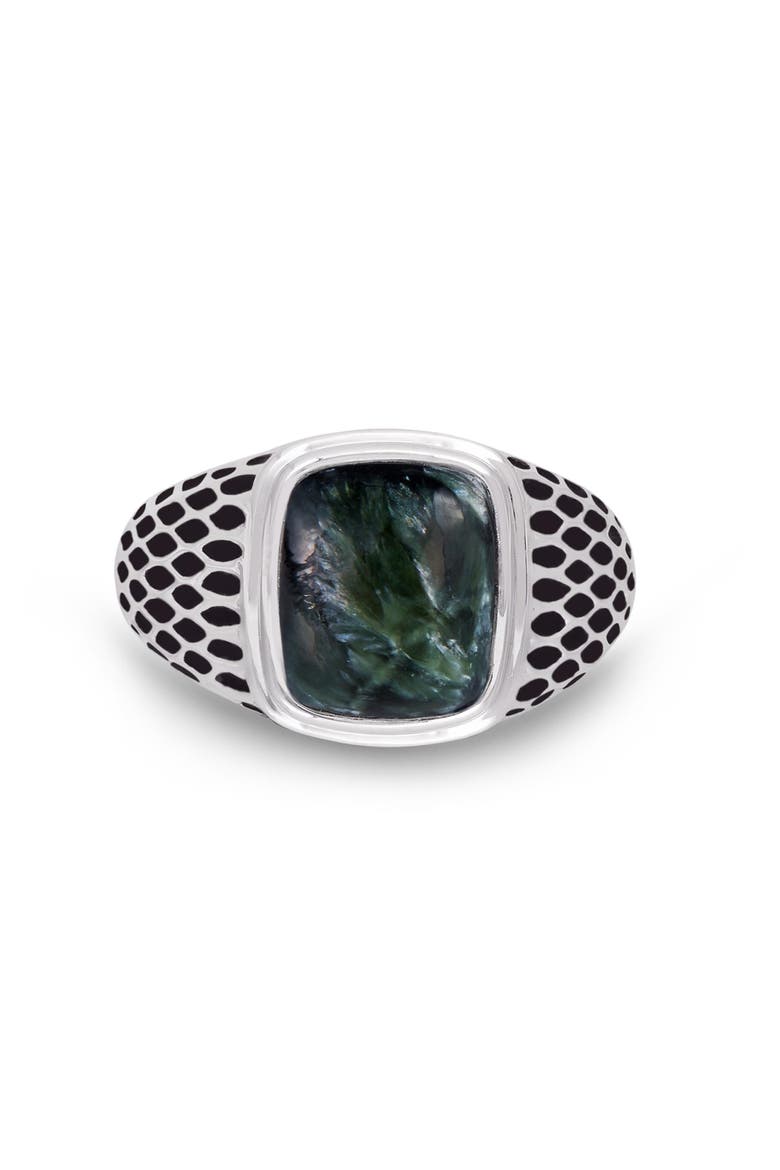 Seraphinite Sterling Silver Men Signet Ring, Main, color, Green