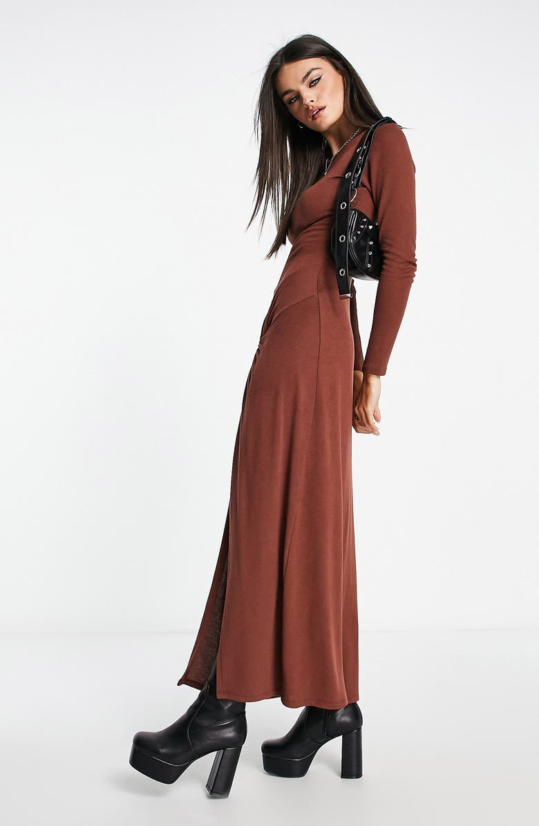 ASOS DESIGN Knotted Long Sleeve Dress, Alternate, color, 