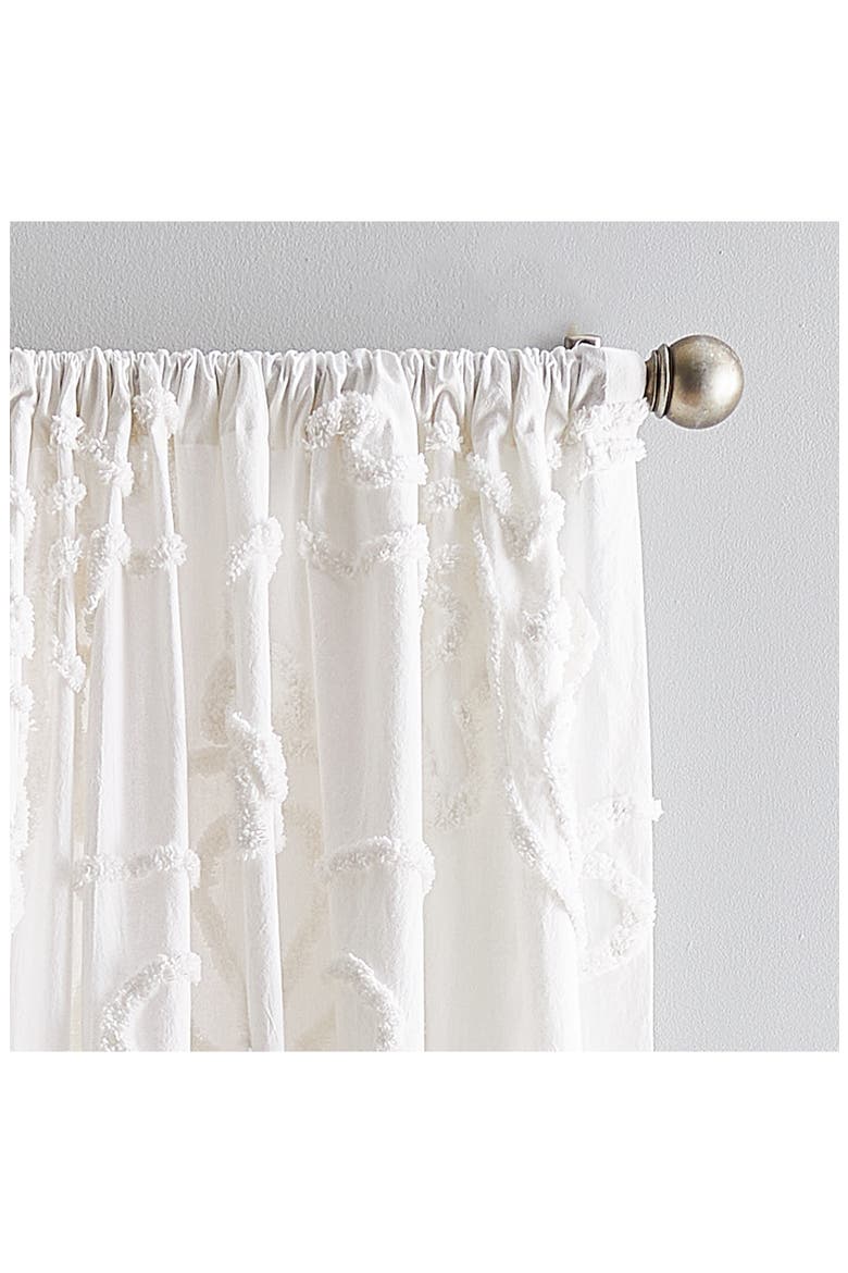 Gates Set of 2 Tufted Chenille Curtain Panels, Alternate, color, WINTER WHITE