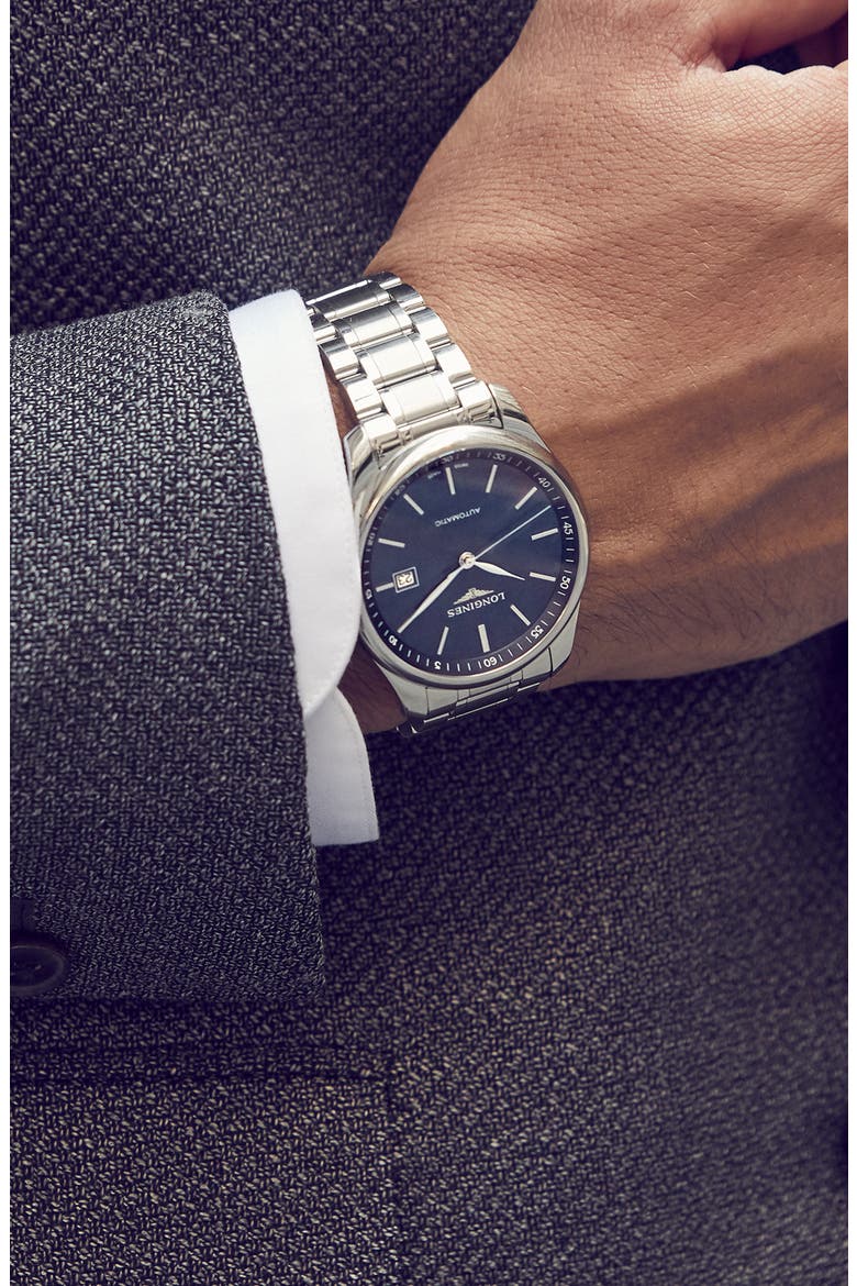 Master Automatic Bracelet Watch, 40mm, Alternate, color, SILVER/ BLUE/ SILVER