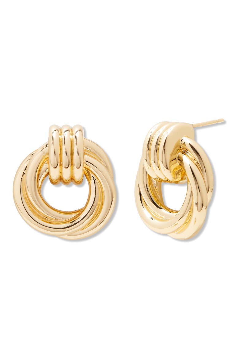 Meg Knot Drop Earrings, Main, color, GOLD