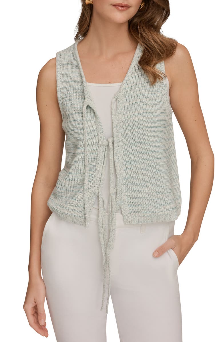 Donna Karan New York Sleeveless Space Dye Cotton Blend Vest, Alternate, color, Skylight