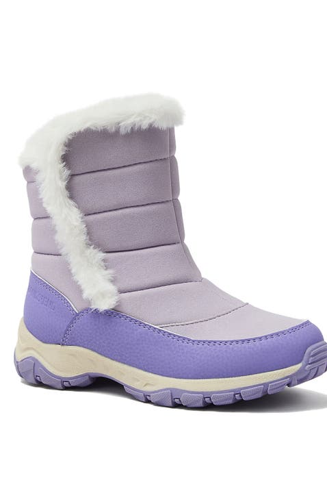 Kids Expedition Faux Fur Waterproof Puffer Snow Boots