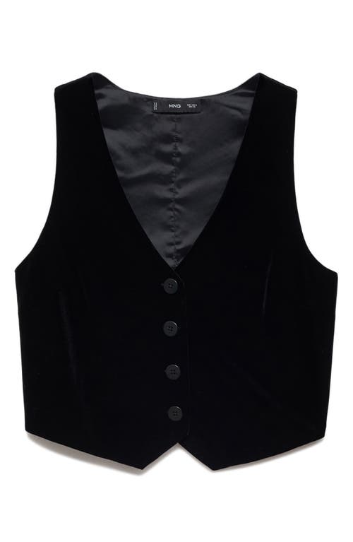 Shop Mango Xenphi Velvet Vest In Black