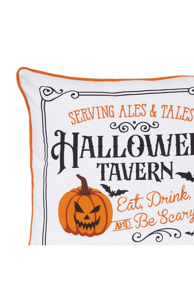 C&F Home Halloween Tavern Pumpkin Jack-O-Lantern Accent Throw Pillow, 18" x 18", Alternate, color, White