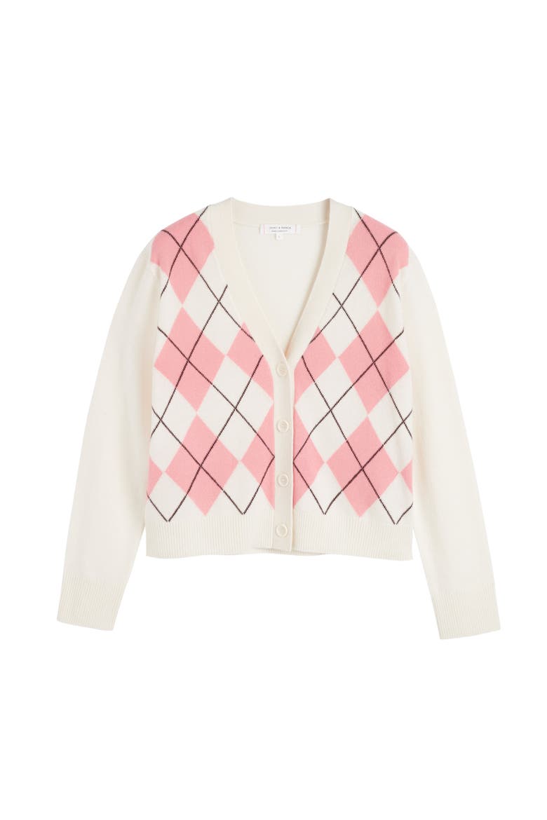 Wool-Cashmere Diamond Cardigan, Alternate, color, Salmon