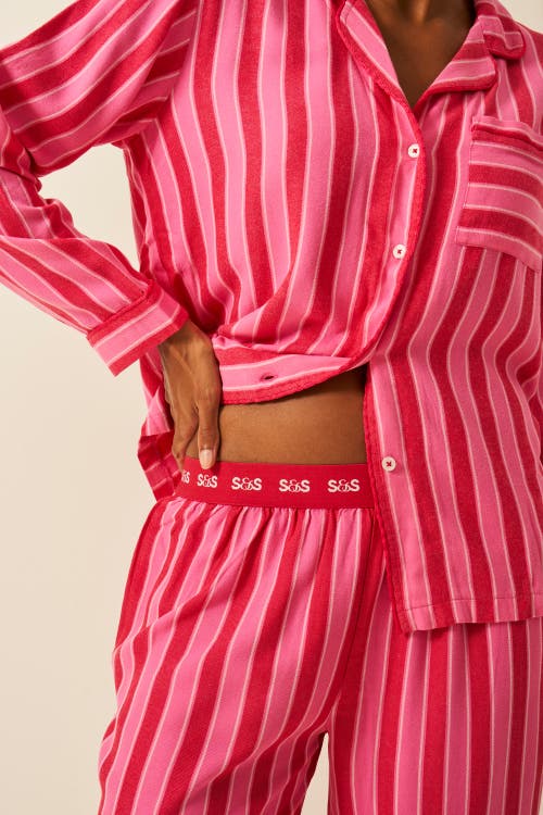 Stripe & Stare Ecovero Pyjama Top In Pink