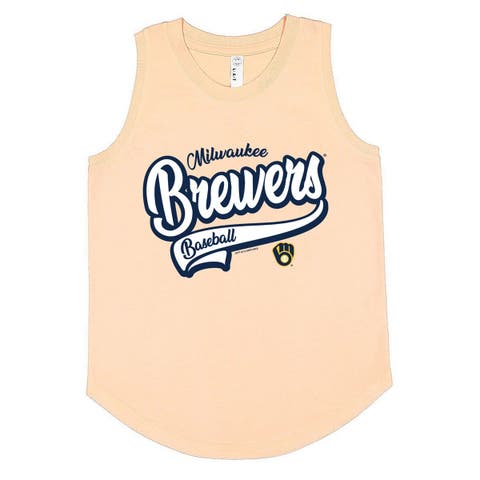 Girls Youth Soft as a Grape Light Orange Milwaukee Brewers Tank Top