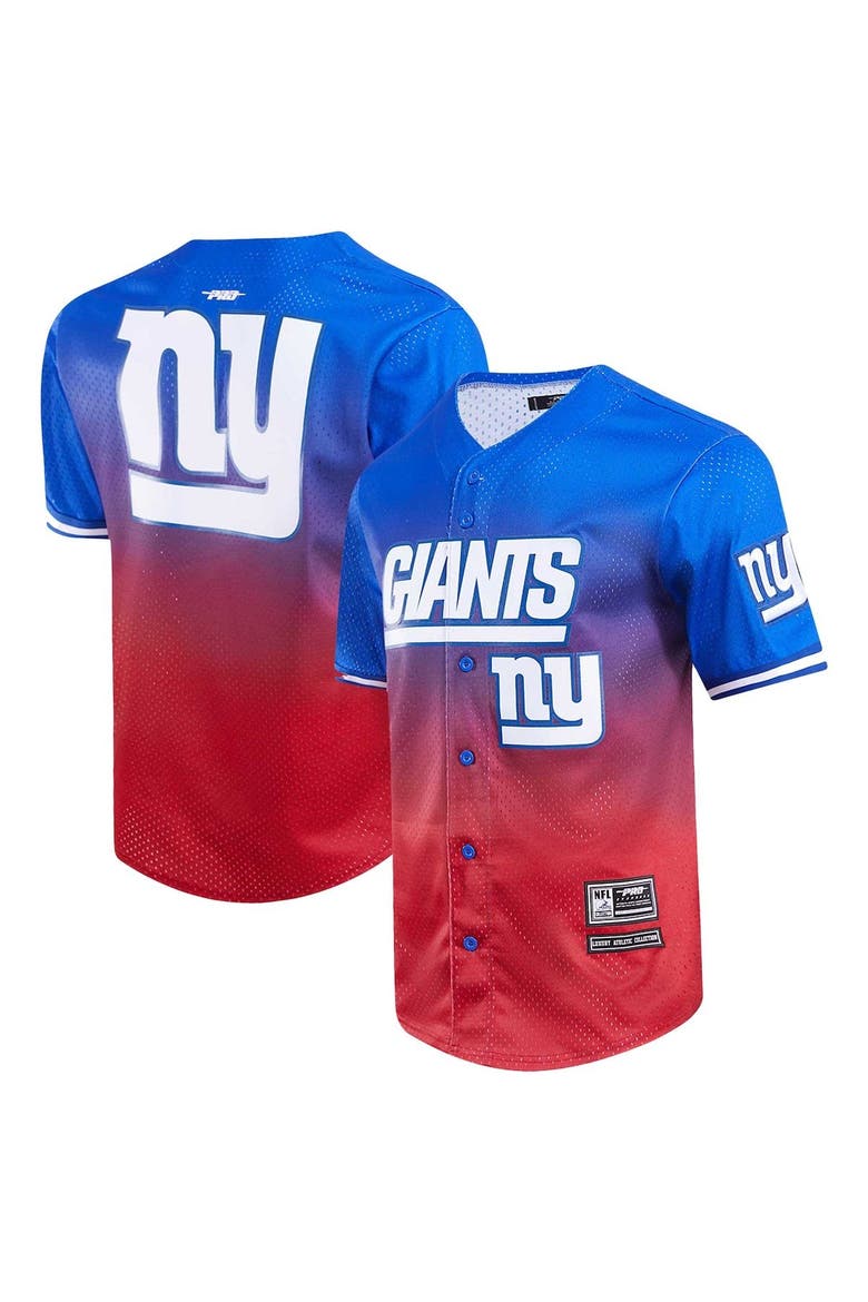 Men's Pro Standard Royal/Red New York Giants Ombre Mesh Button-Up Shirt, Main, color, Royal