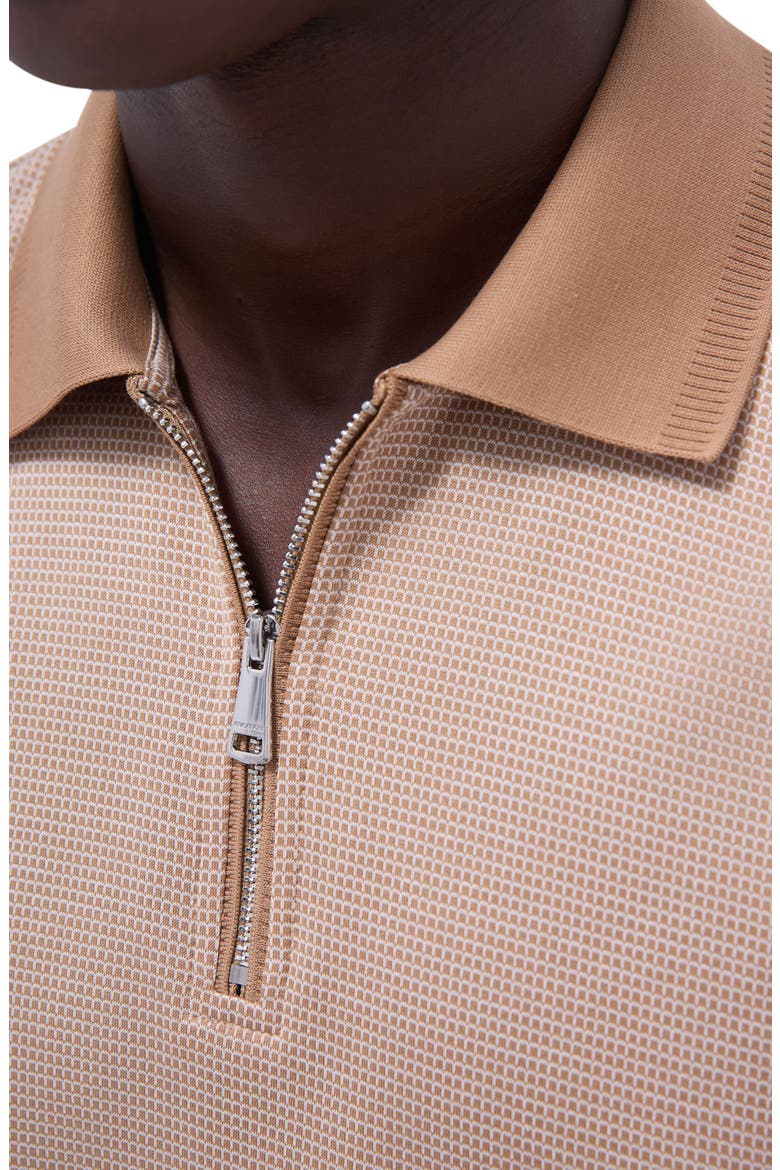 Contrast Trim Zip Polo, Alternate, color, CAMEL