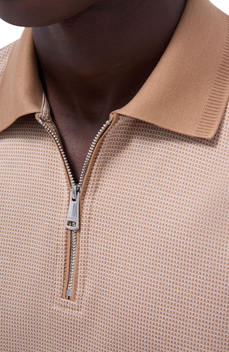 Bugatchi Contrast Trim Zip Polo, Alternate, color, Camel