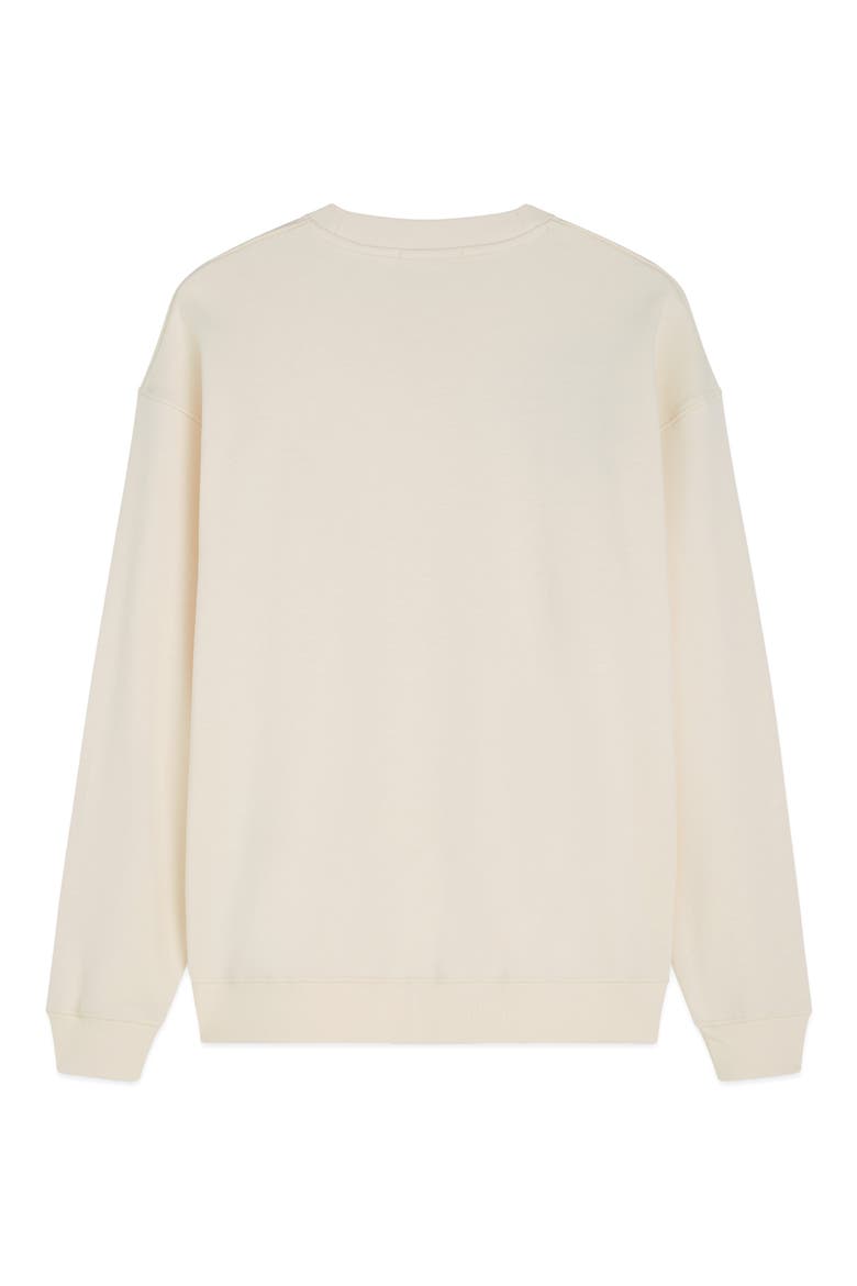 Oversize Embroidered Cotton Crewneck Sweatshirt, Alternate, color, EGGNOG