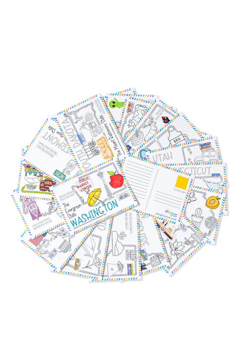 51-Piece Color Your Own State Postcards Bundle