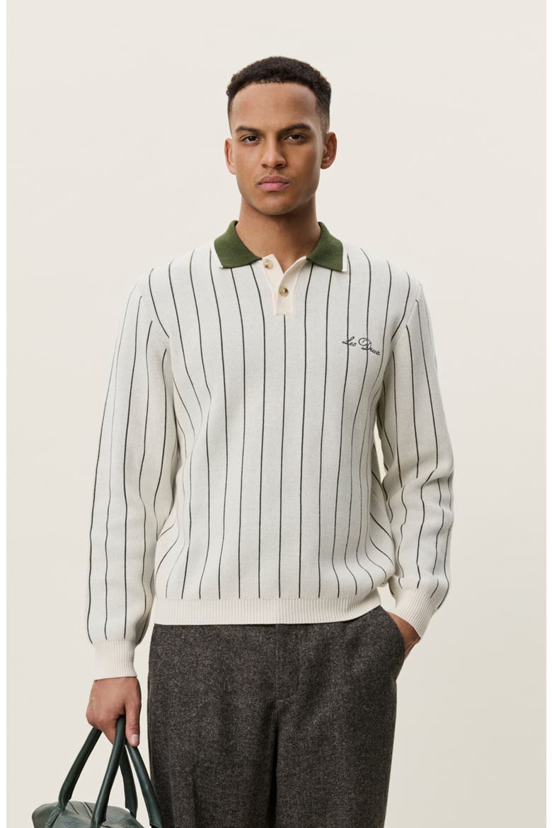 Signature Knitted Long Sleeve Polo, Alternate, color, IVORY