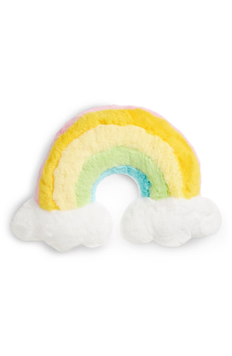 Iscream Strawberry Scented Faux Fur Rainbow Pillow, Main, color, 