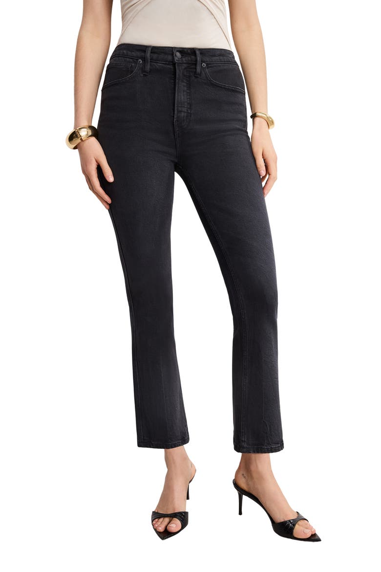 Soft Tech Good Flare Crop Jeans, Main, color, BLACK390