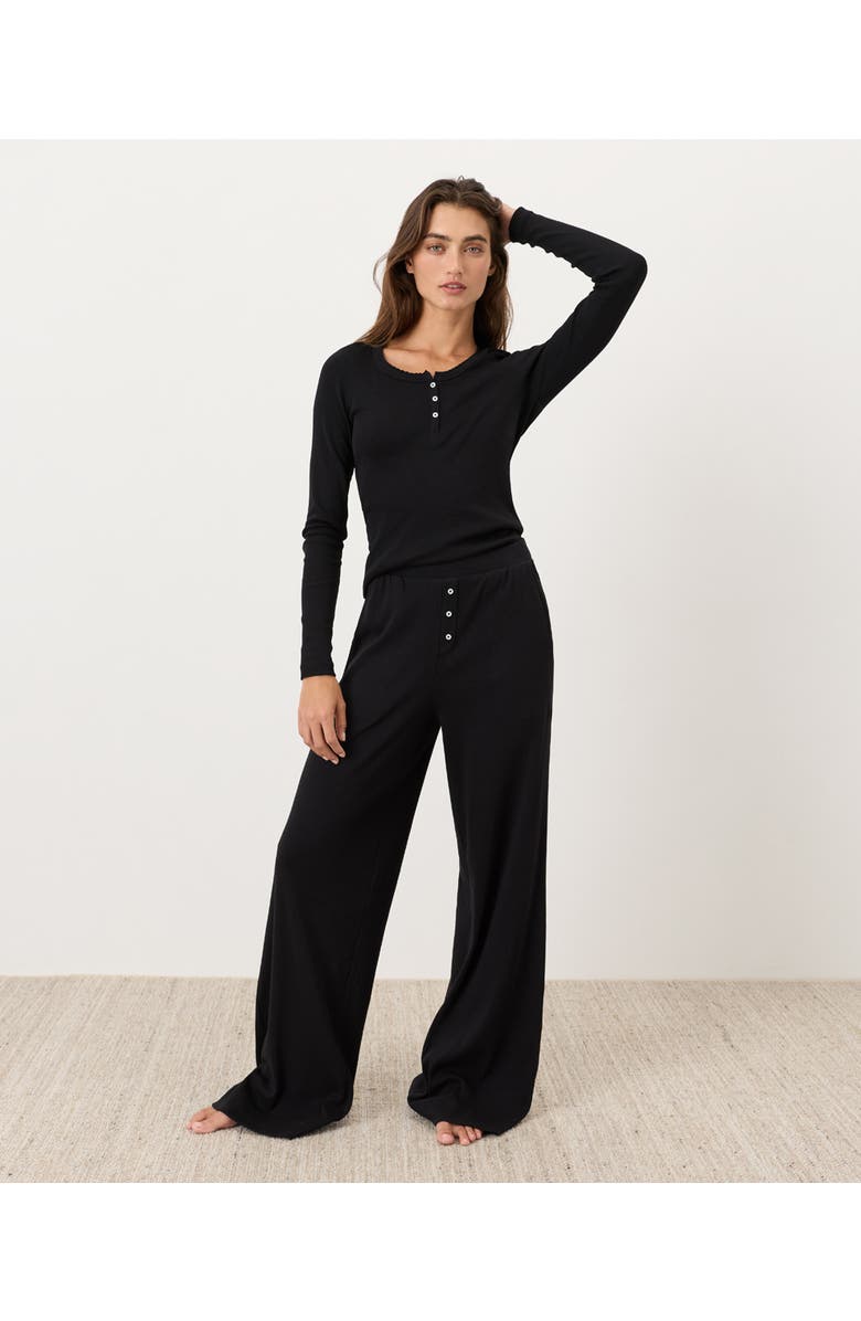 Pact Dream Rib Wide Leg Lounge Pant Made With Organic Cotton, Alternate, color, Black