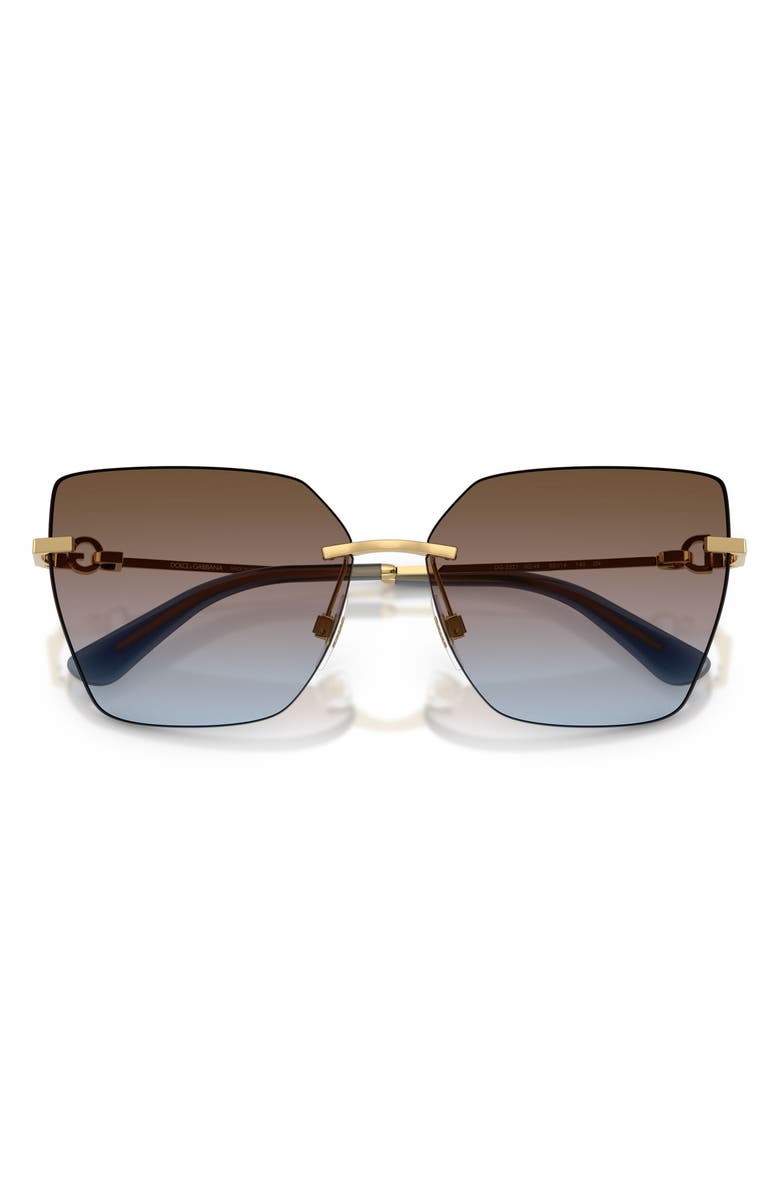 Dolce&Gabbana 62mm Oversize Gradient Cat Eye Sunglasses, Alternate, color, Gold / Azure Pink Brown