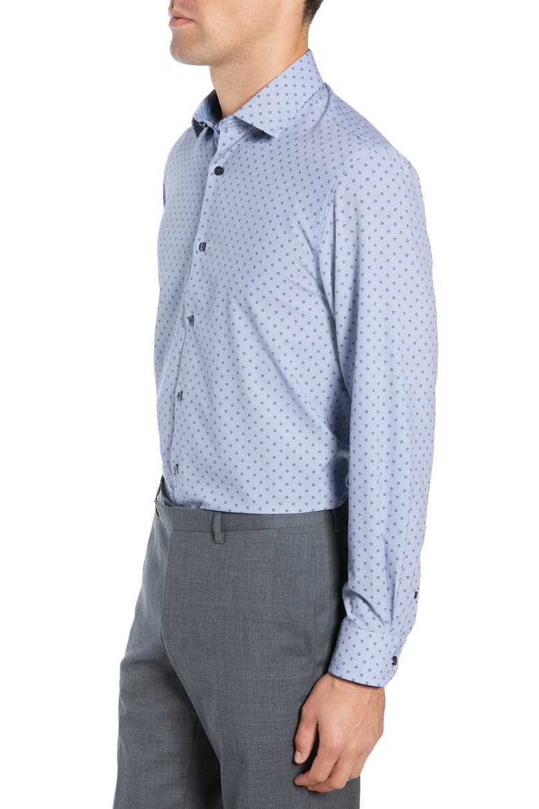 Trim Fit Performance Stretch Floral Dress Shirt, Alternate, color, NAVY