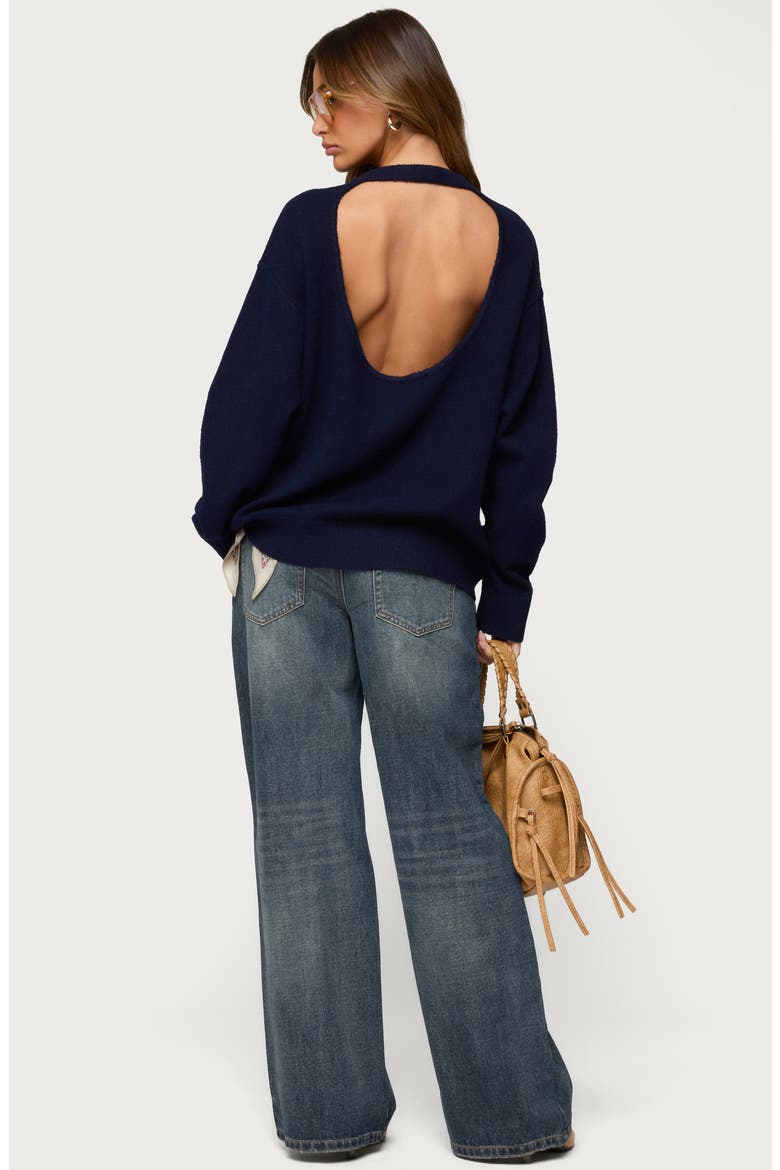 Ximenia Cutout Back Sweater, Alternate, color, NAVY