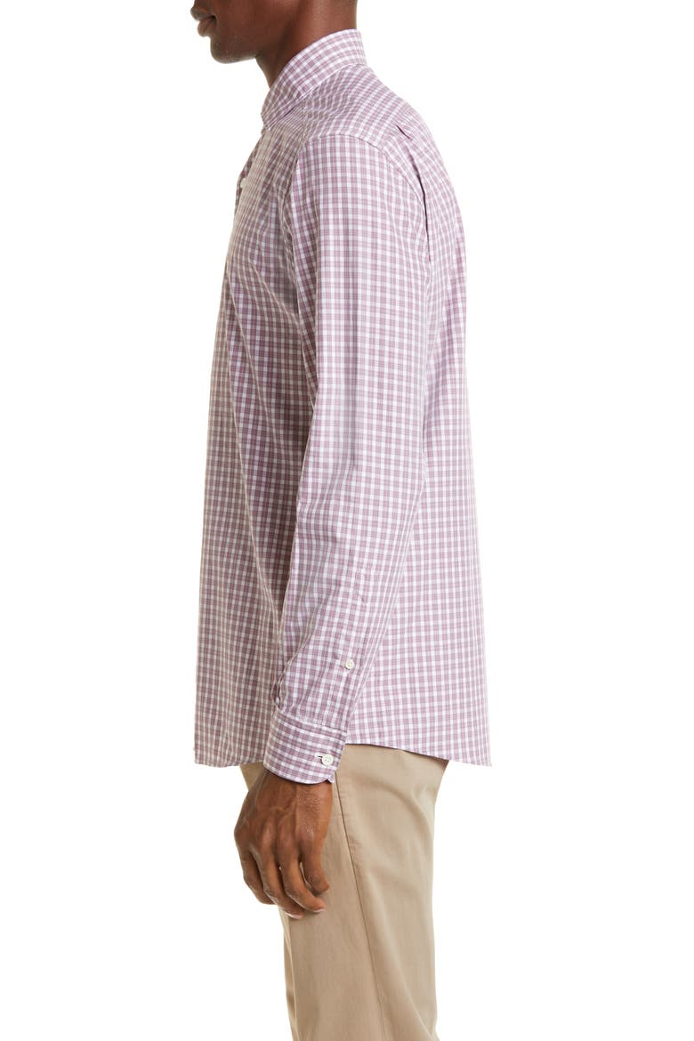 Centoquaranta Check Twill Button-Up Shirt, Alternate, color, DARK PINK