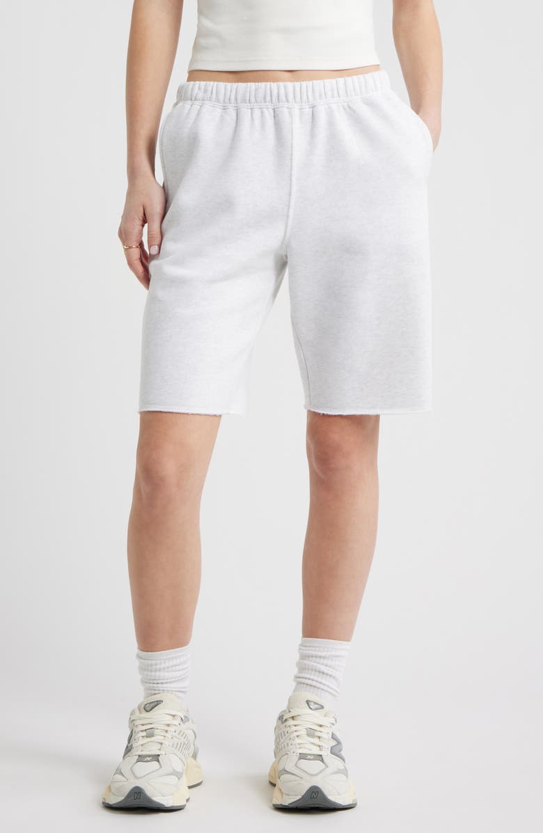 BP. Long Fleece Sweat Shorts, Main, color, Grey Fog Heather