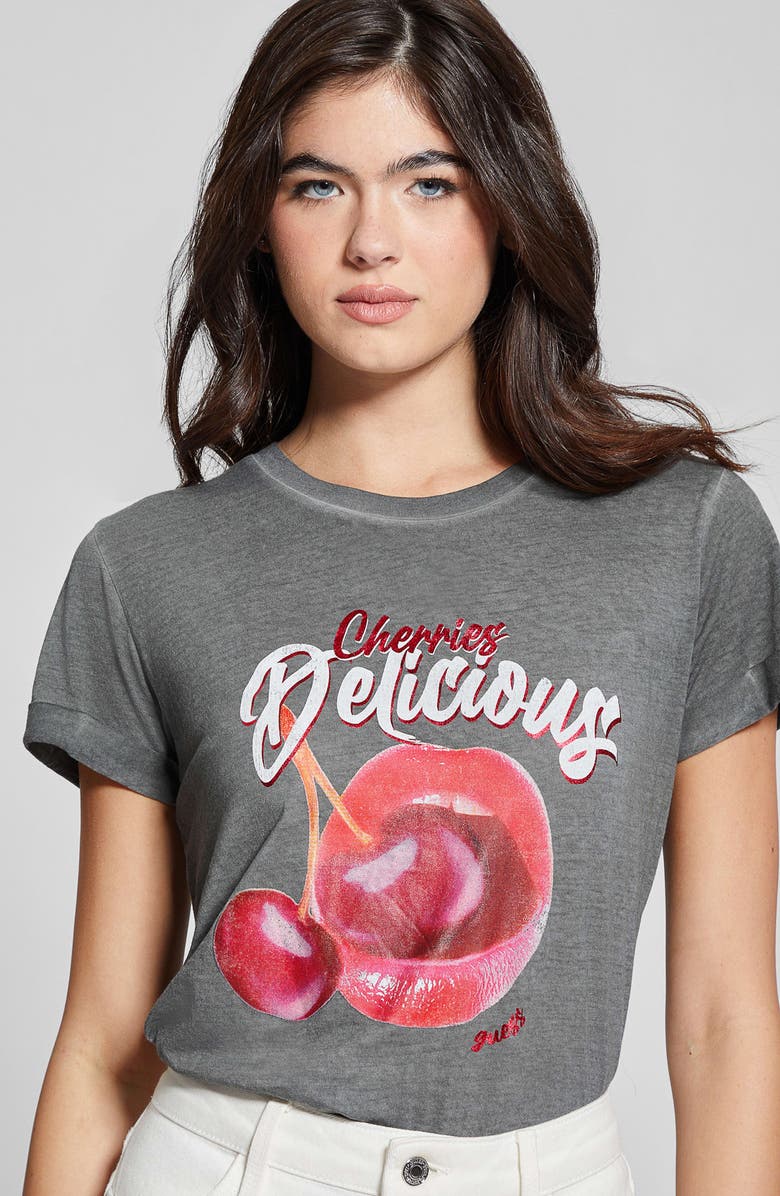 GUESS Delicious Cherries Graphic T-Shirt, Alternate, color, 