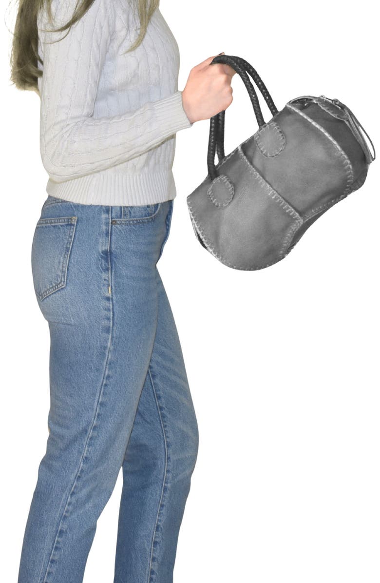 Carlos Falchi Mini Barrel Top Grain Leather Bag, Alternate, color, Roman Chrome