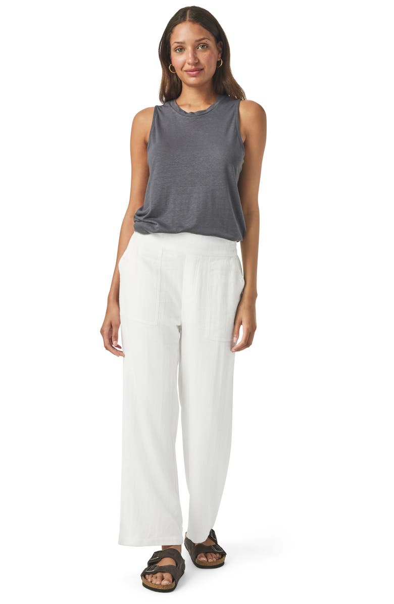 Splendid Layla Wide Leg Linen Blend Pants, Alternate, color, White