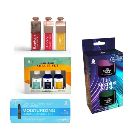 Ultimate Glow Collection Nourishing Lip Oils, Overnight Lip Mask, Anti-Aging Serum Set 
Hyaluronic 7-Day Treatment