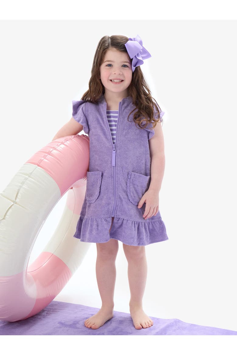 Terry Butterfly Sleeve Full Zip Cover-Up, Alternate, color, Wisteria Purple